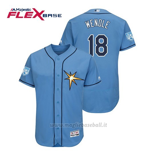 Maglia Baseball Uomo Tampa Bay Rays Joey Wendle Flex Base Entrenamiento De Primavera 2019 Blu
